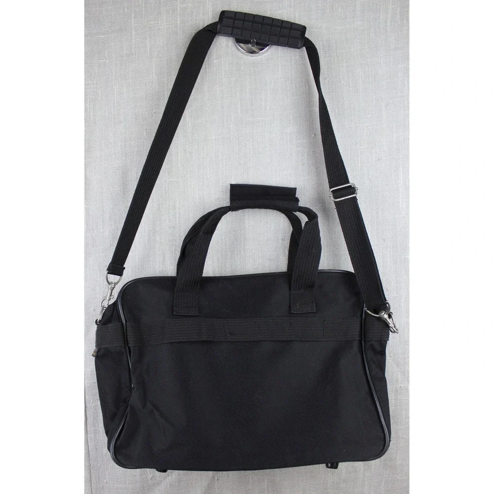 Vintage Olympia Luggage America Black Canvas Briefcase Messenger Bag